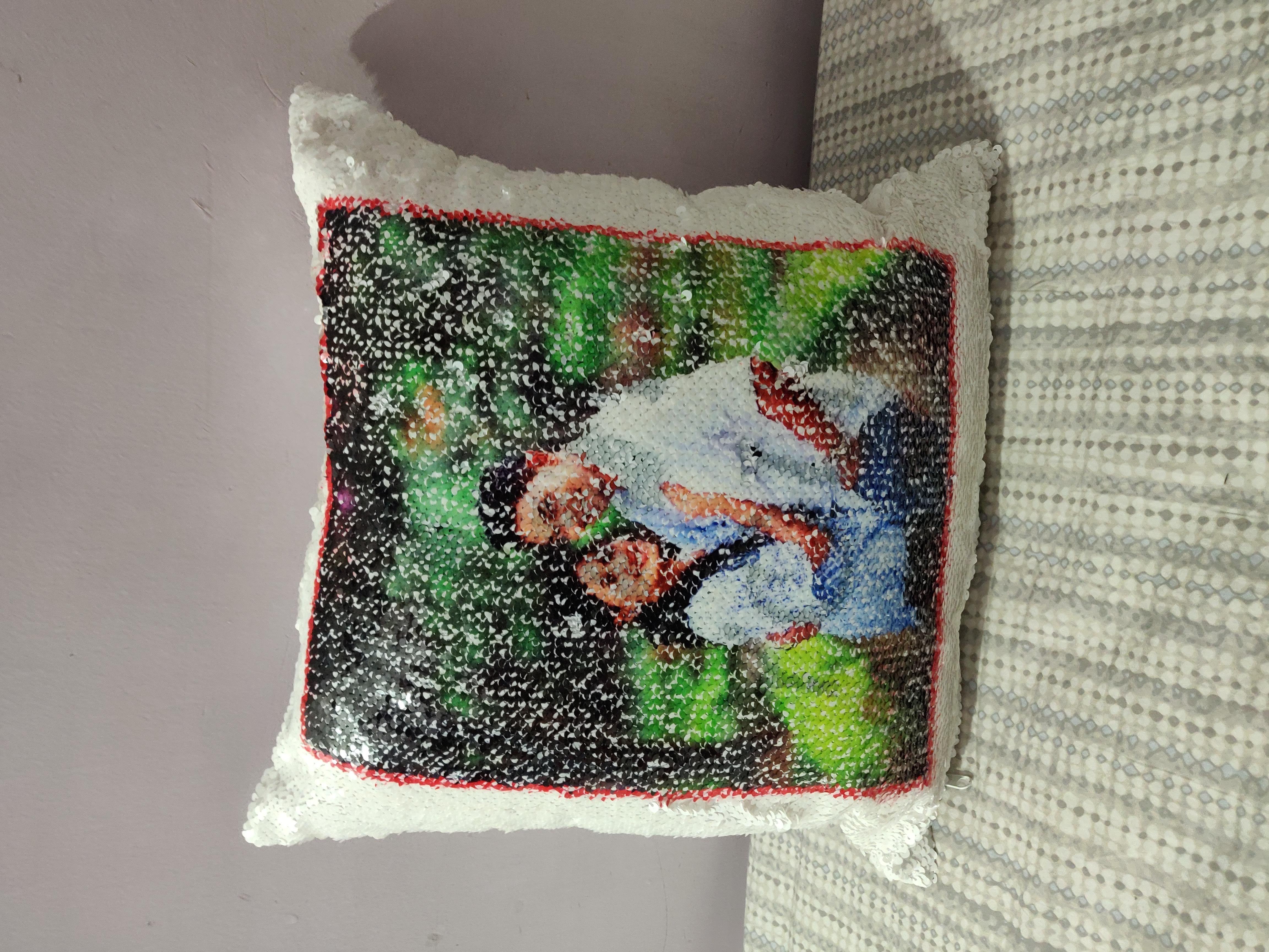 I Love You Sequin Cushion with Photo